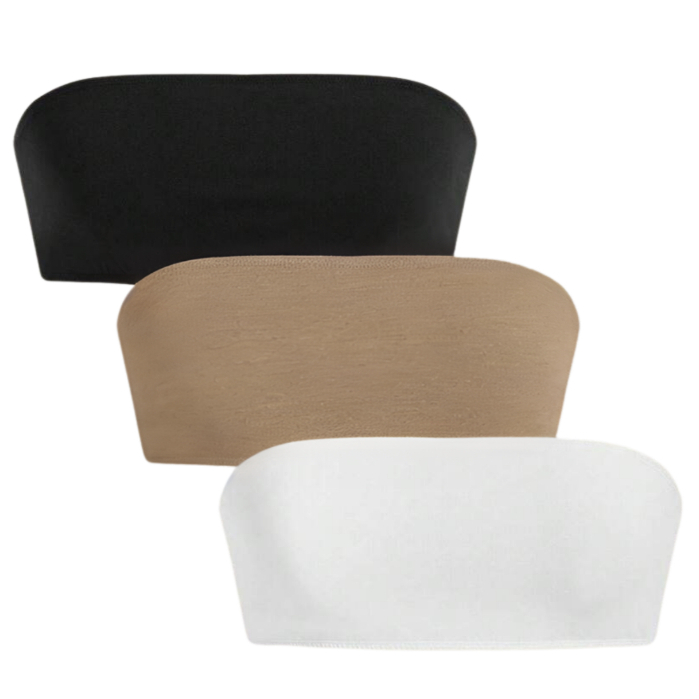 Kit 3 Tops Faixa Tomara Que Caia Cropped Sem Alça