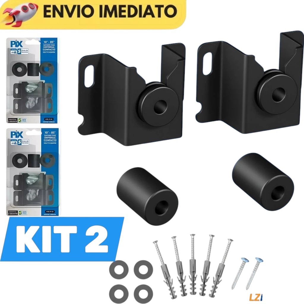 KIT 2 Suporte Universal Fixo Para Smart TV LED LCD 4K Parede Painel 10 a 85 Polegadas
