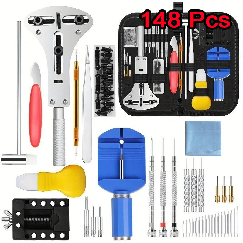 Kit148 Peças De Ferramentas Relojoeiro Conserto De Relógio Manutenção Estojo De Ferramentas Kit De C
