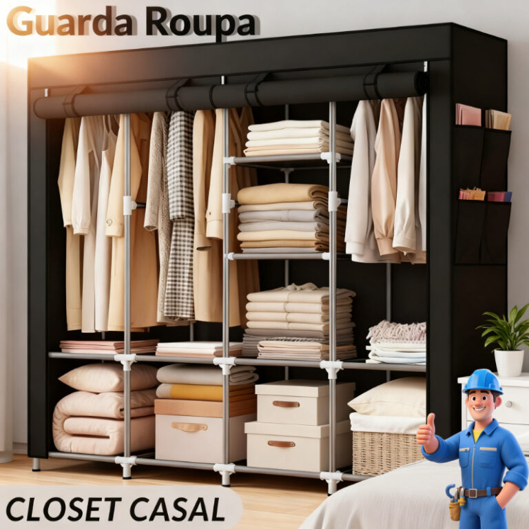 Guarda Roupa Dobrável Grande com 4 Divisórias e 
