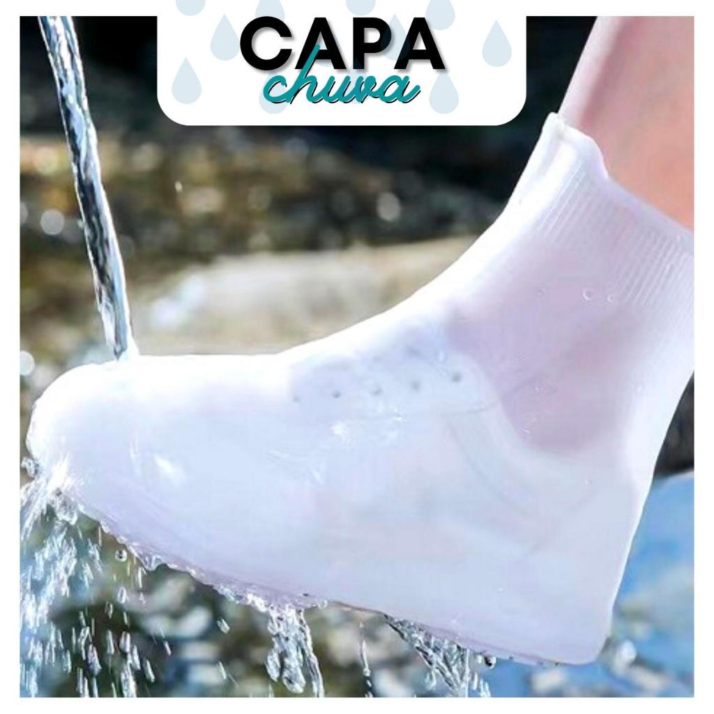Capa Para Tênis Silicone Chuva Moto e Bike Sapato Com Cano Alto PROMOÇÃO