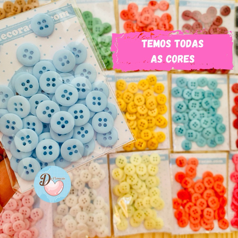 Botões 11mm para Costura e Artesanato 50 Unidades