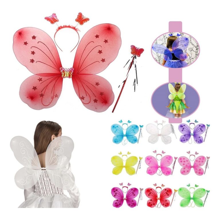 Kit Asa de Borboleta Fada Fantasia Infantil Varinh