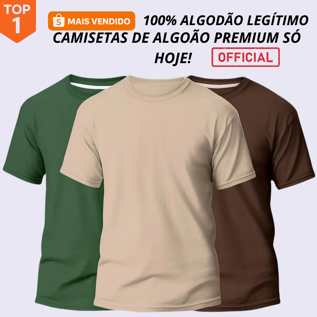 Kit 3 Camisetas Básicas Streetwear Camisa T-Shirt premium Promoção Algodão Varias Cores