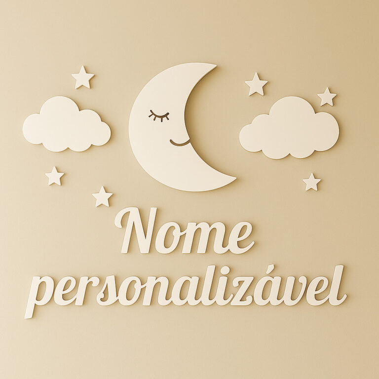 Kit Luminaria Led Lua Infantil De Parede Com Nome 