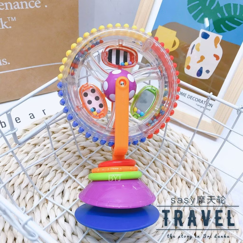 Brinquedo Roda Gigante Rotativa Sensorial Macia de 3 Cores com Ventosa Bebê de 0 a 3 anos Baby Educa