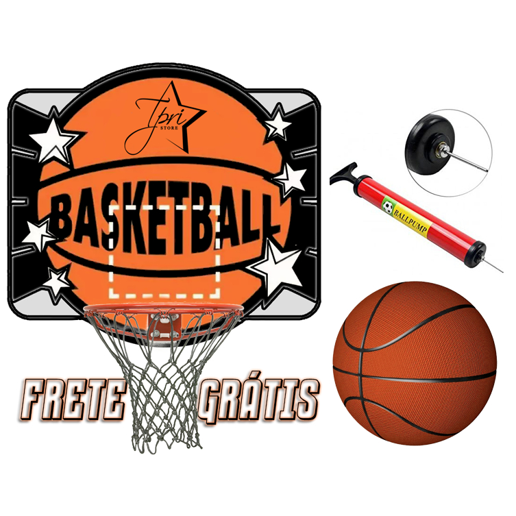 Kit Tabela Aro Oficial Cesta de Basquete + Bola + 