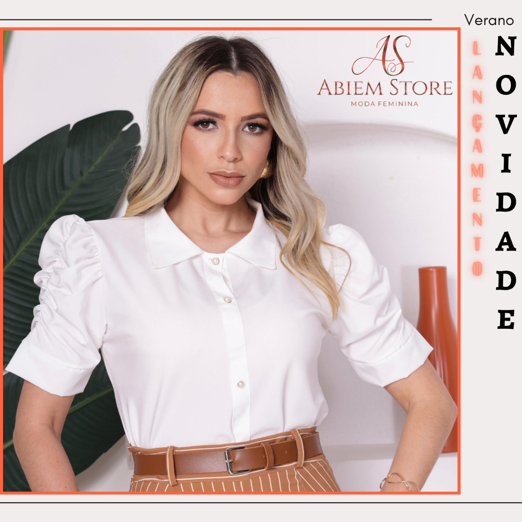 Blusa Camisa Manga Curta Estilo Elegante Social Moda Evangélica Feminina na Moda