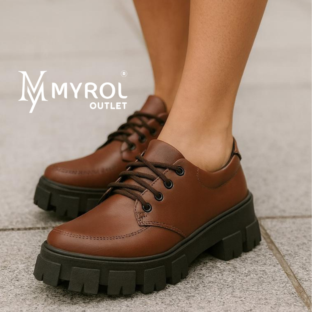 Sapato Tratorado Oxford de Amarrar Chunky Casual