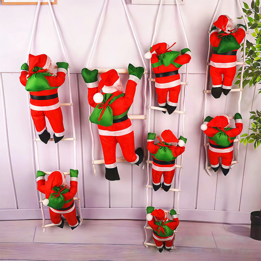Decoração Natalina Papai Noel Subindo Escalando Escadas/para Pendurar De 1/2/3 Papai Noel