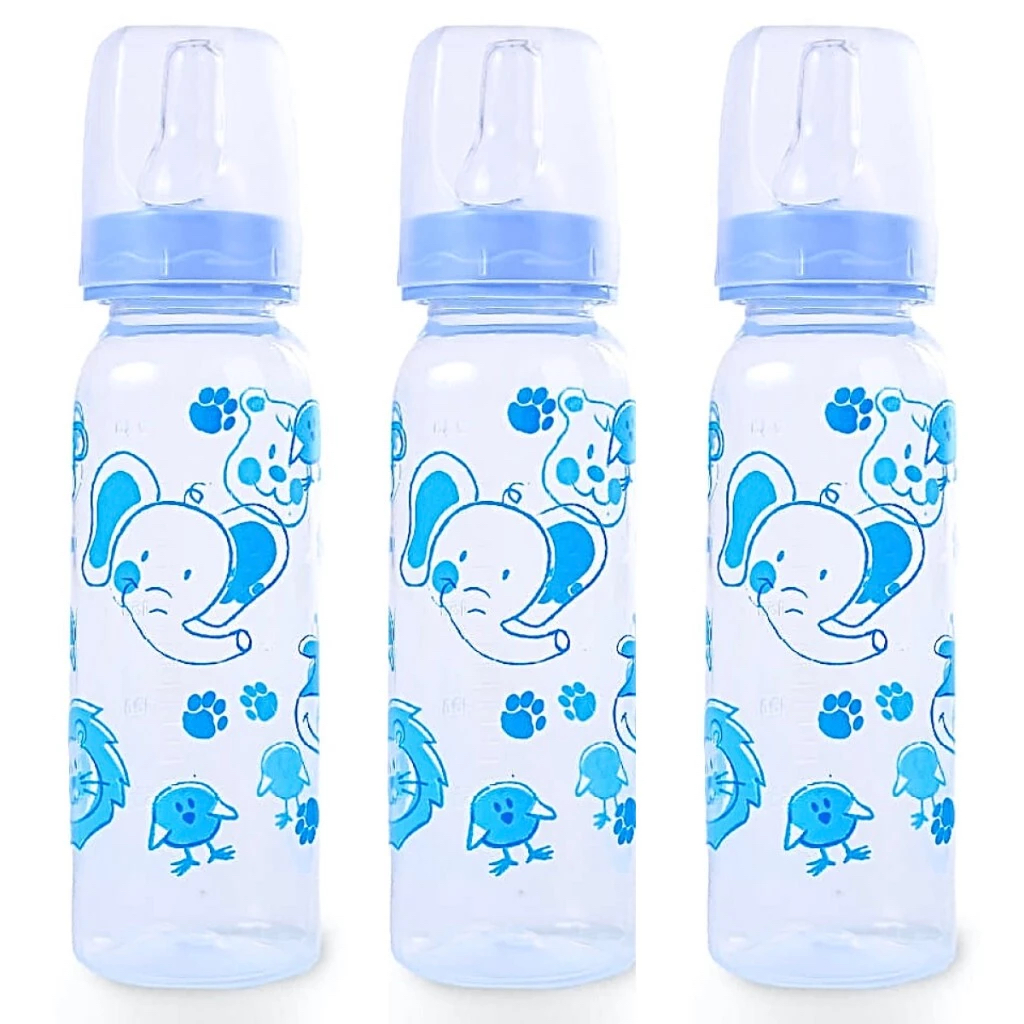 Kit 3 Mamadeiras Barato Menino e Menina Petita Anplas 240ml bico em SILICONE livre de BPA  Cha de be