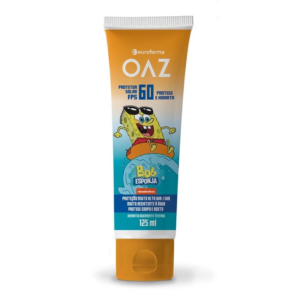 Protetor Solar Infantil OAZ FPS60 Bob Esponja 125ml