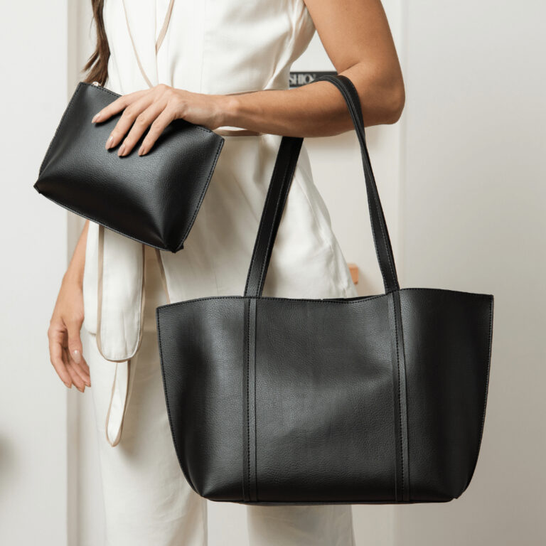 Kit Bolsa Sacola Tote Grande Minimalista com Bolsa