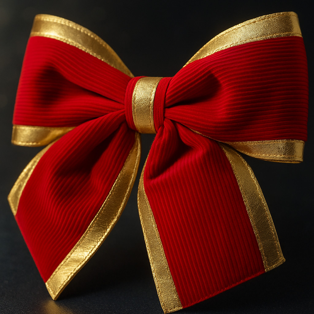 Laço Grande Texturizado Vermelho/dourado Enfeite Natal 32×32