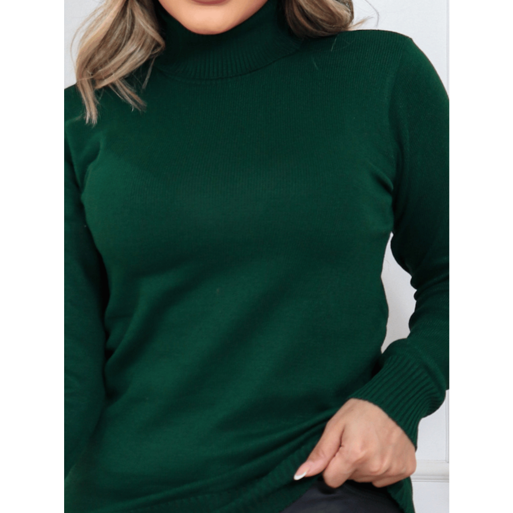 MONNEI Tricot Cacharrel Blusa suéter sólido gola alta Malha