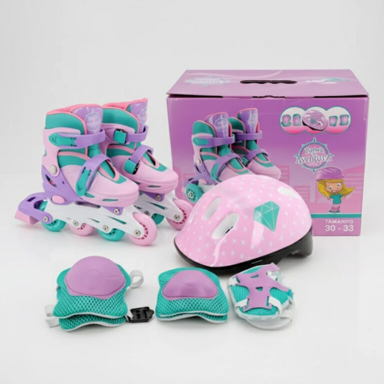 Patins Infantil Triline 4 Rodas Roxo Turquesa Tama