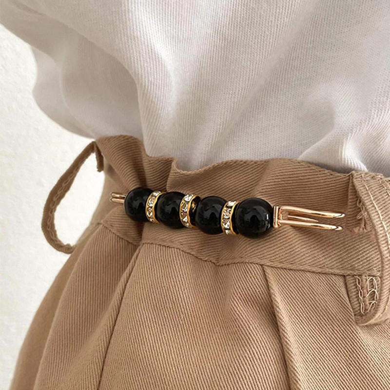 Conjunto De Treinador De Cintura De 2 Peças Ajustável Pérola Decoração Antiderrapante Clipe Cincher