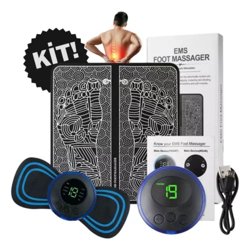 KIT MASSAGEM – Tapete e Massageador Elétrico – Dor nos Pés e Musculares