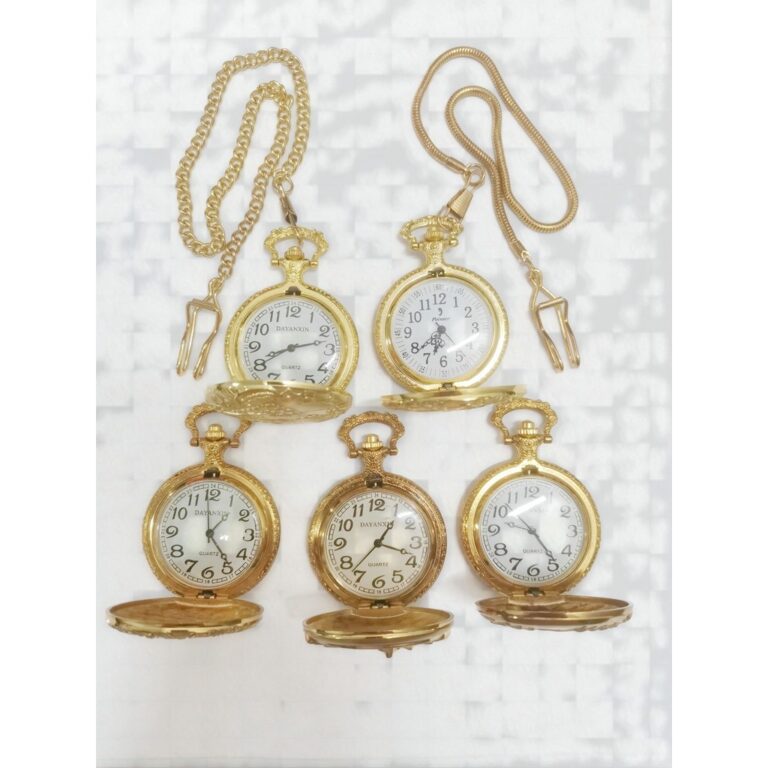 Relógio de bolso unissex ouro e prata vintage ret