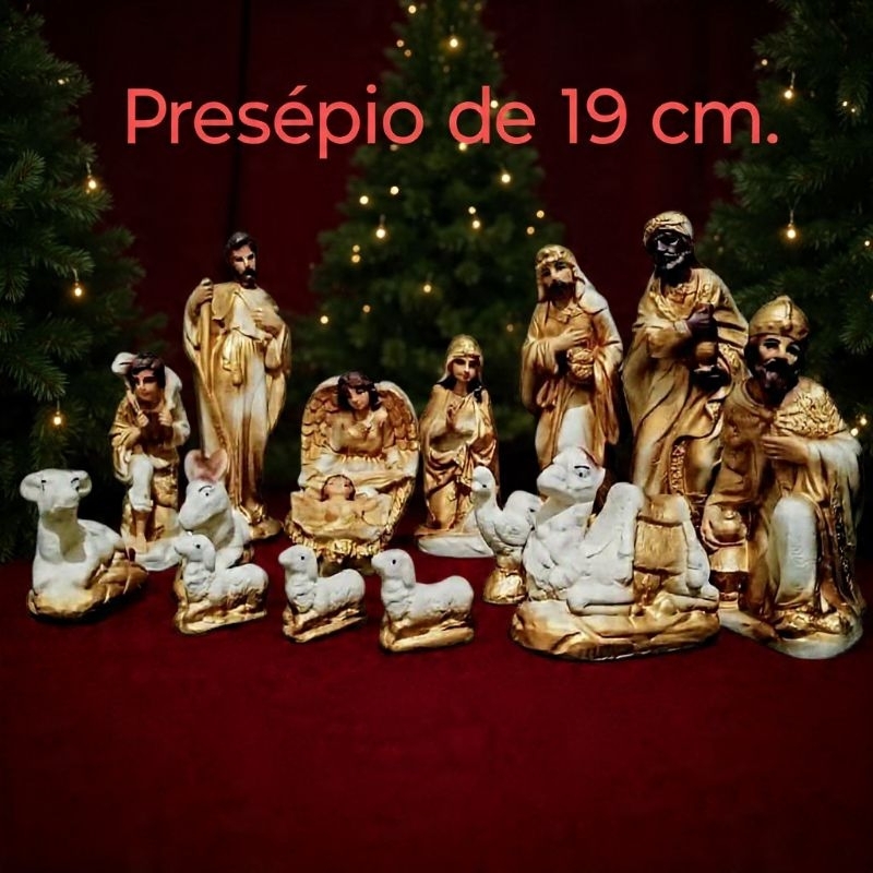 Presépio de Natal de 19cm . Em Gesso com15 peças.