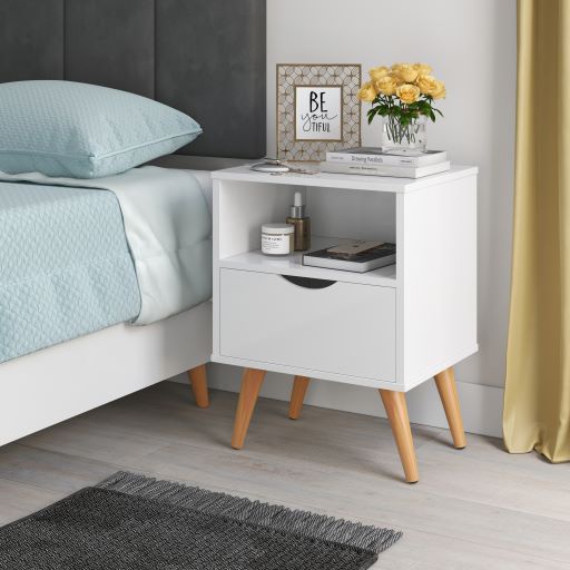 Mesa De Cabeceira Estilo Retrô Quarto 1 Gaveta Gr