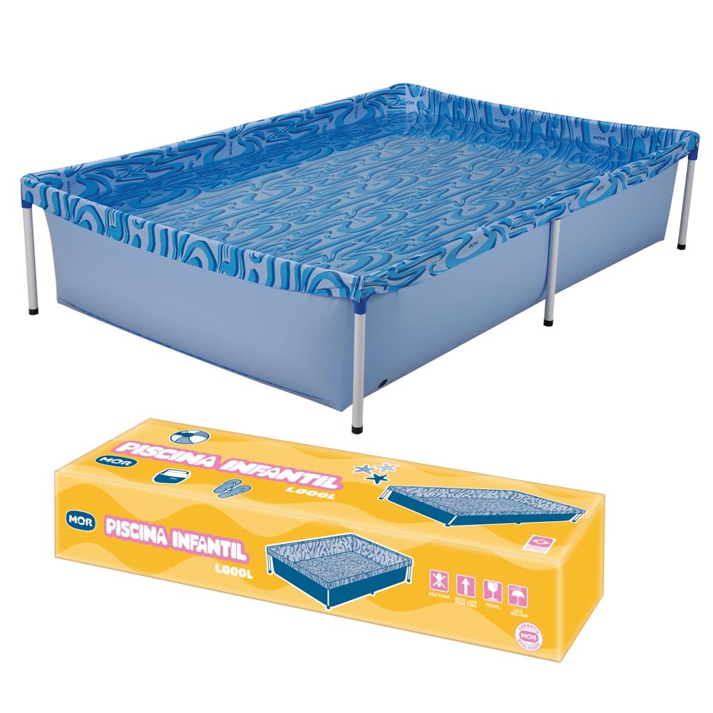 Piscina Infantil Estrutural Retangular 1000 Litros Mor  Resistente, Segura e Fácil de Montar