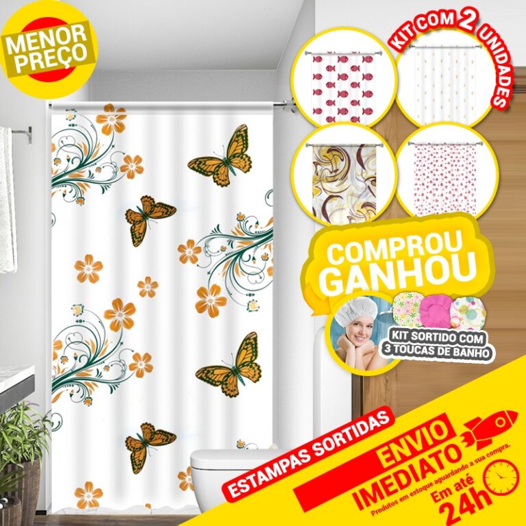 Kit 2 Cortinas Box Diversas Estampadas Uso Direto 