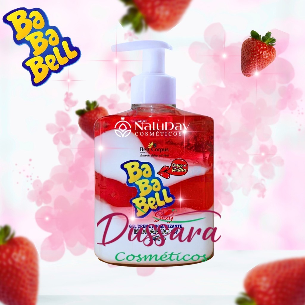Creme Para Corpo e Virilha Gel Aromatizante Glow Bababell Morango com Chantilly Gelzinho Íntimo