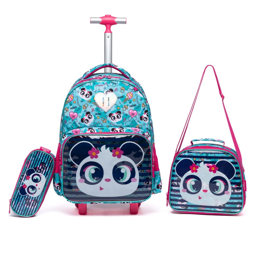 Kit Mochila Estojo Lancheira Infantil Menina Escolar