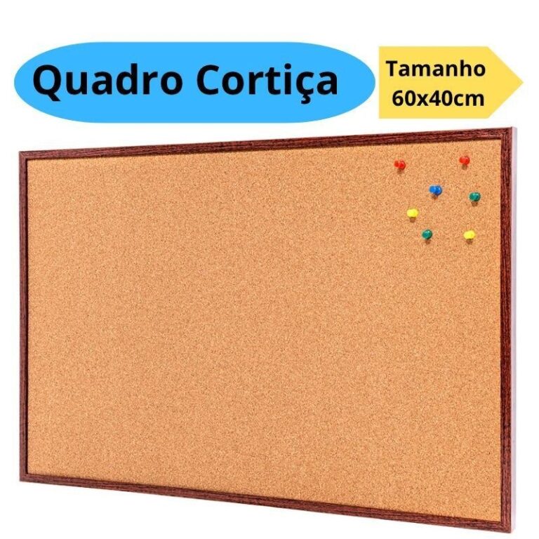 Quadro De Aviso Cortiça 60x40cm Moldura Madeira F