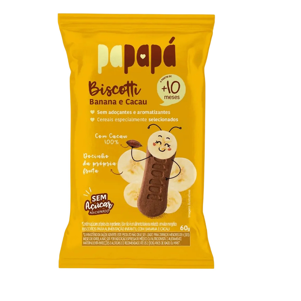 Biscoito Infantil Biscotti Banana E Cacau Papapá – 60g