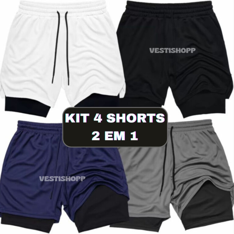 Kit 4 Shorts Masculino Academia 2 em 1 Treino Espo