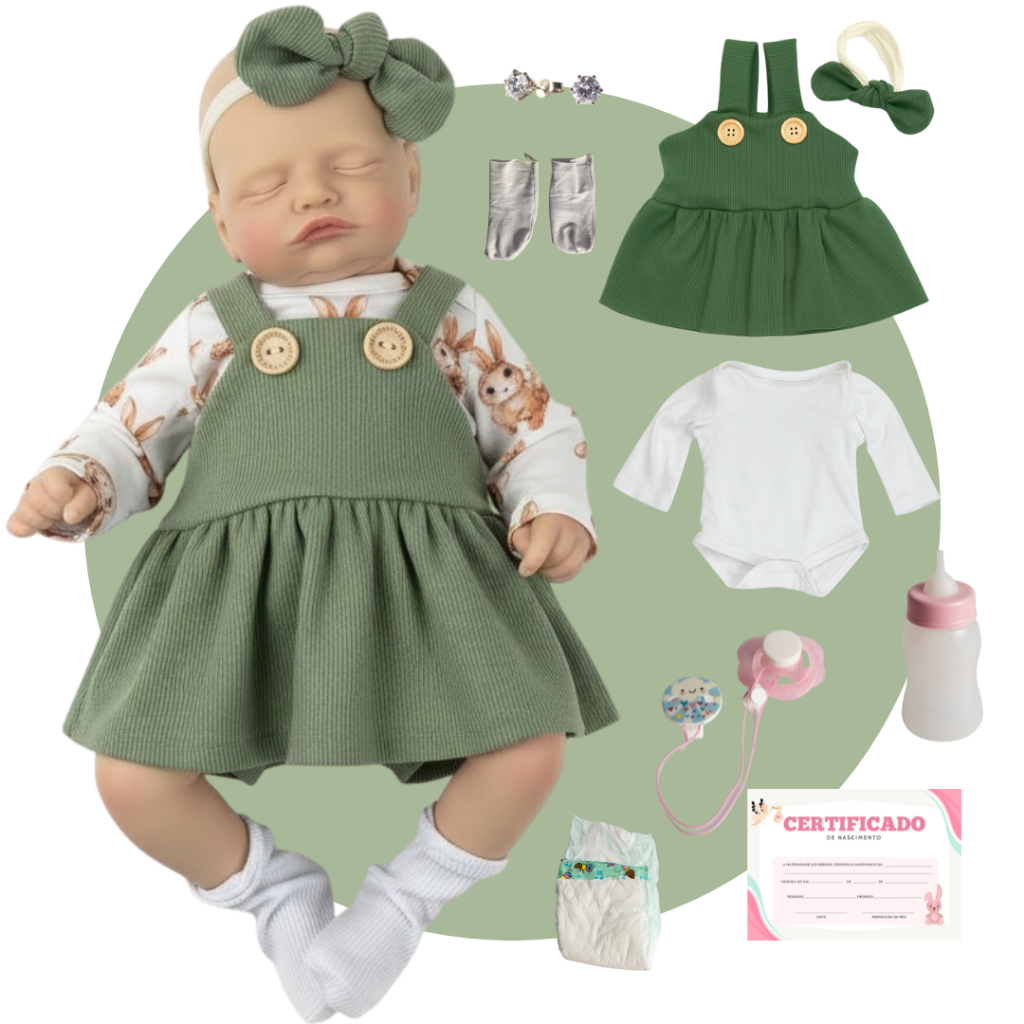 Boneca Bebe Reborn Realista Silicone Rosalie Baby Kit Luxo Enxoval Completo