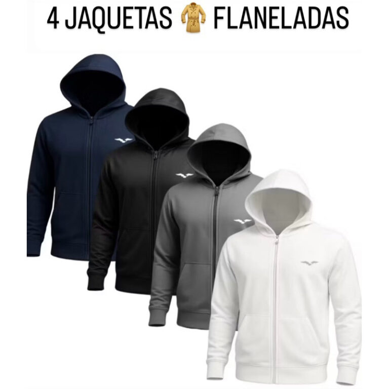 KIT 4 JAQUETAS FLANELADAS ÓTIMA PRA O FRIO