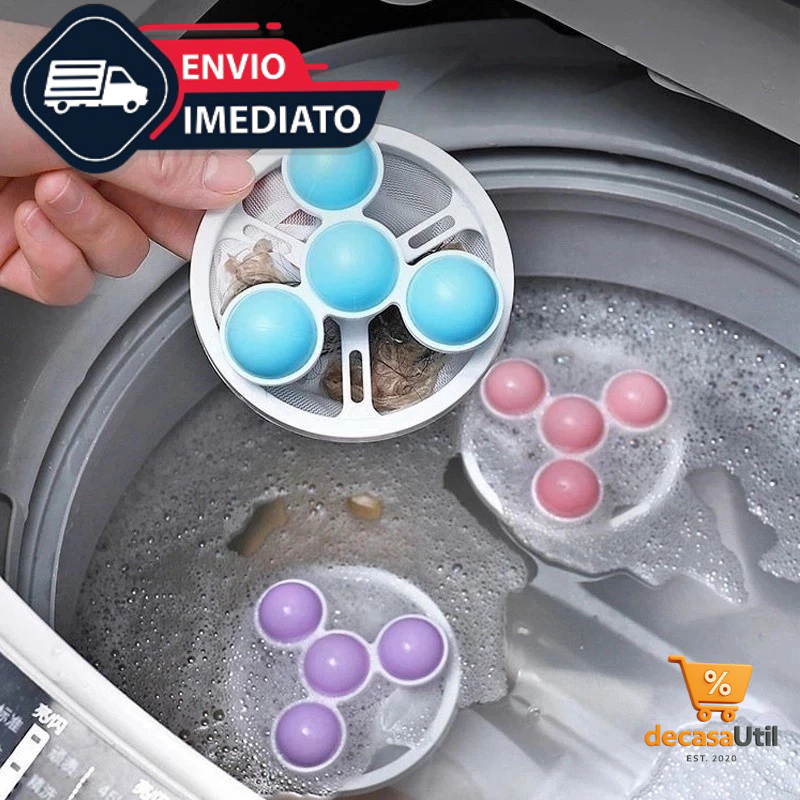 Kit Filtro Coletor de Pelos Fiapos Flutuante Para Máquina de Lavar Roupa Reutilizável