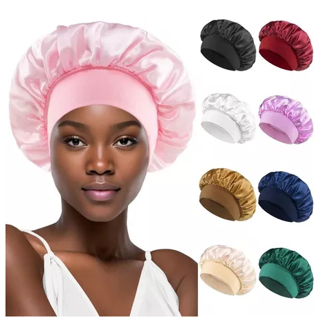 Touca de Cetim Com Faixa Larga Elástica De Dormir