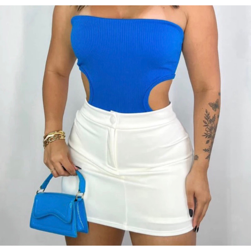 Short saia feminino alfaiataria  Cintura alta promoção tendência