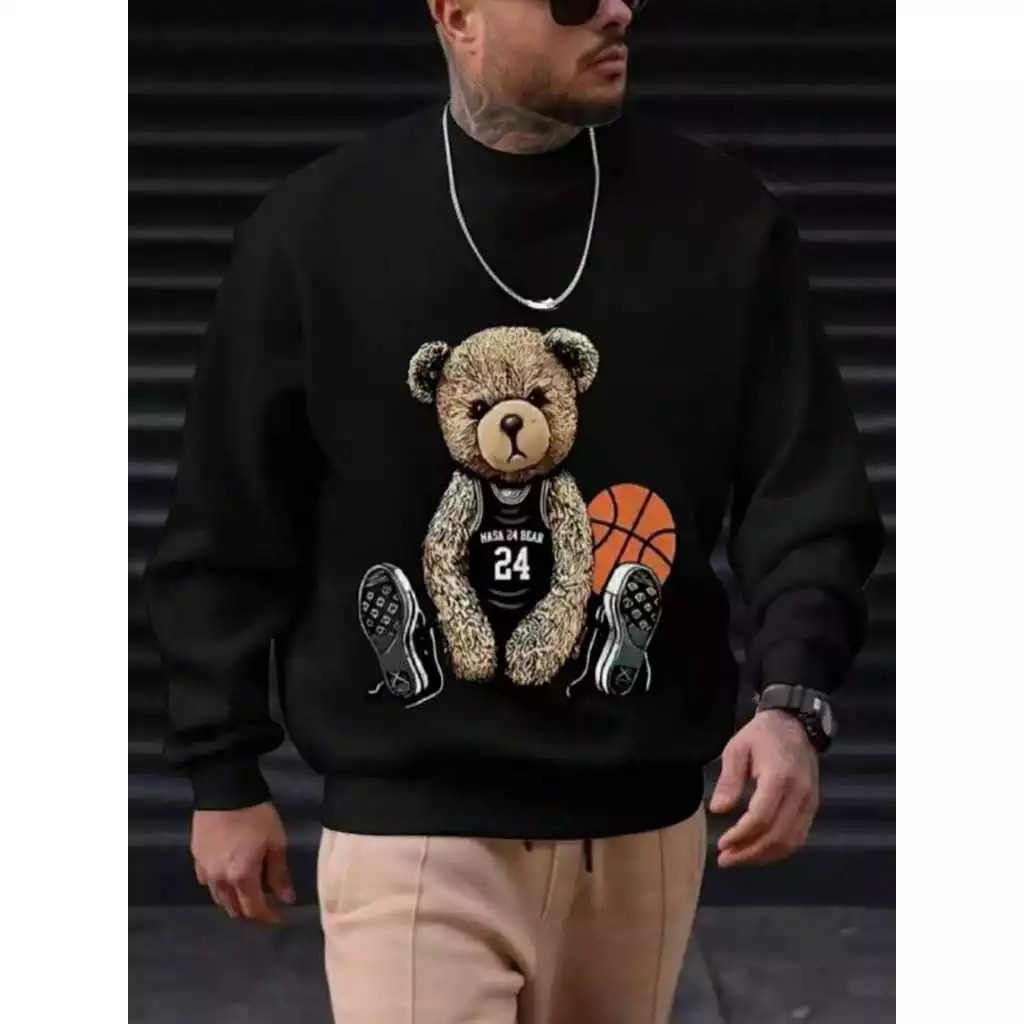 Moletom Careca Urso Basquete Gola Redonda Casaco Feminino Masculino Flanelado Unissex Inverno Frio A