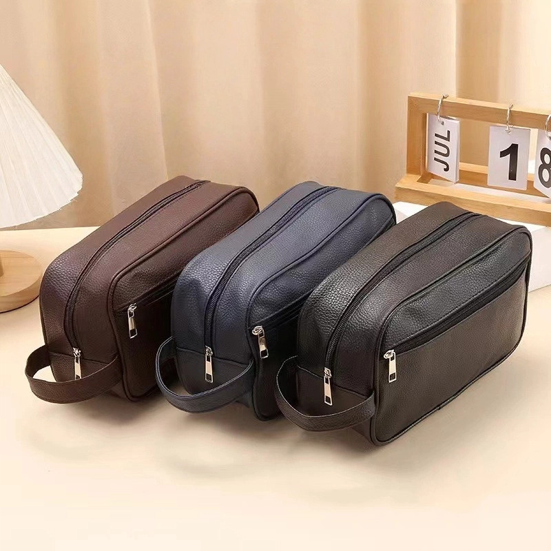 NNecessaire Organizadora Bolsa de Mão em Couro Sintético Espaçosa Ideal para Viagem e Uso Diário Bos