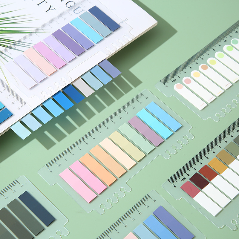 200 folhas Notas Adesivas Com Marcador De Régua Marcador De Página Livro Papelaria Escritório