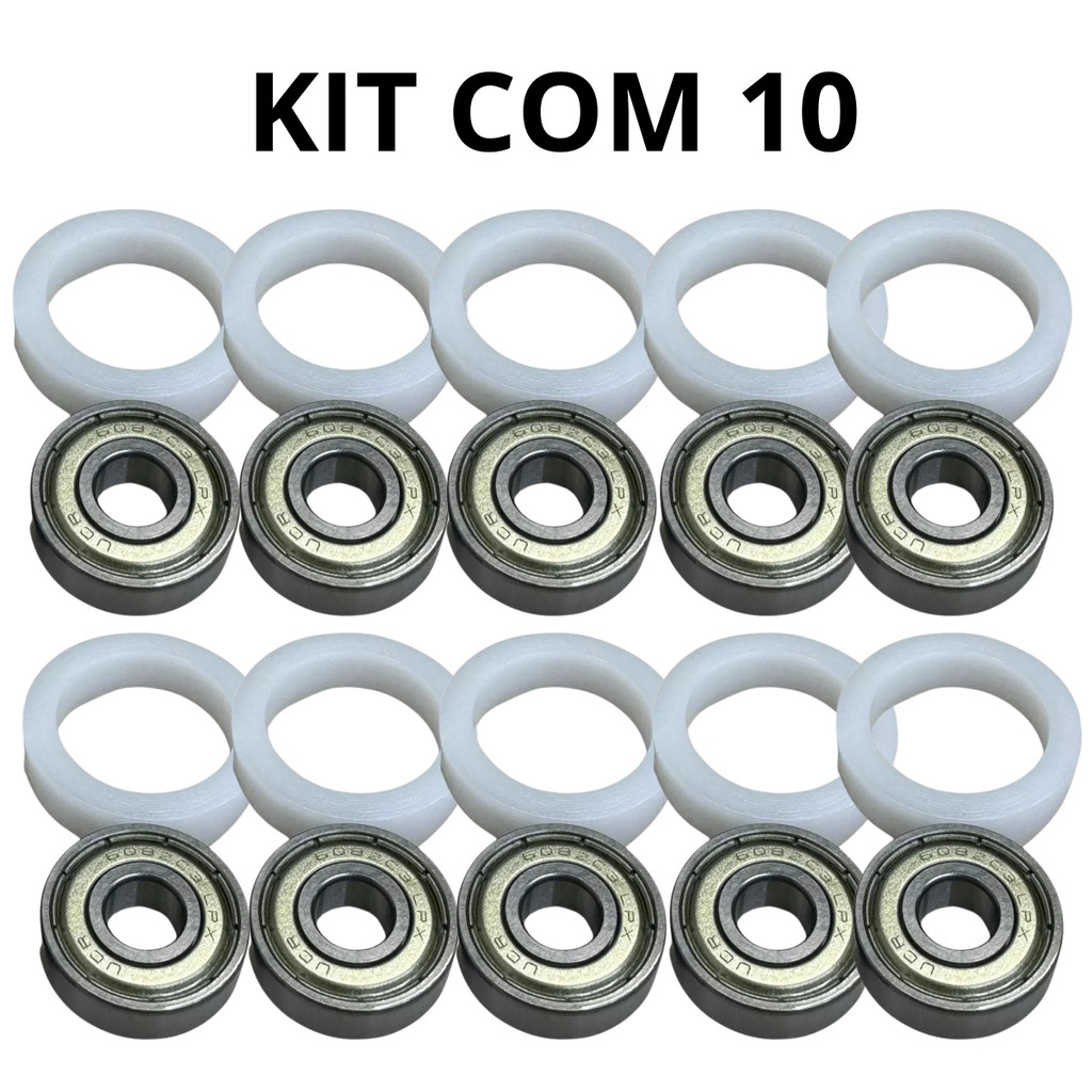 10 Calços Suporte 30mm + 10 Rolamentos 608zz Mancal Ventilador Substitui Buchas Universal