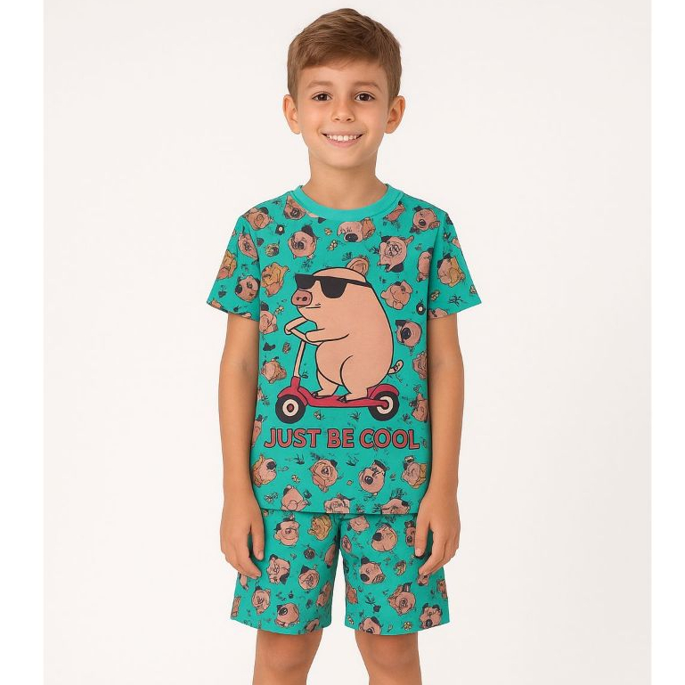 Pijama Infantil Masculino Verão Capivara Patinete