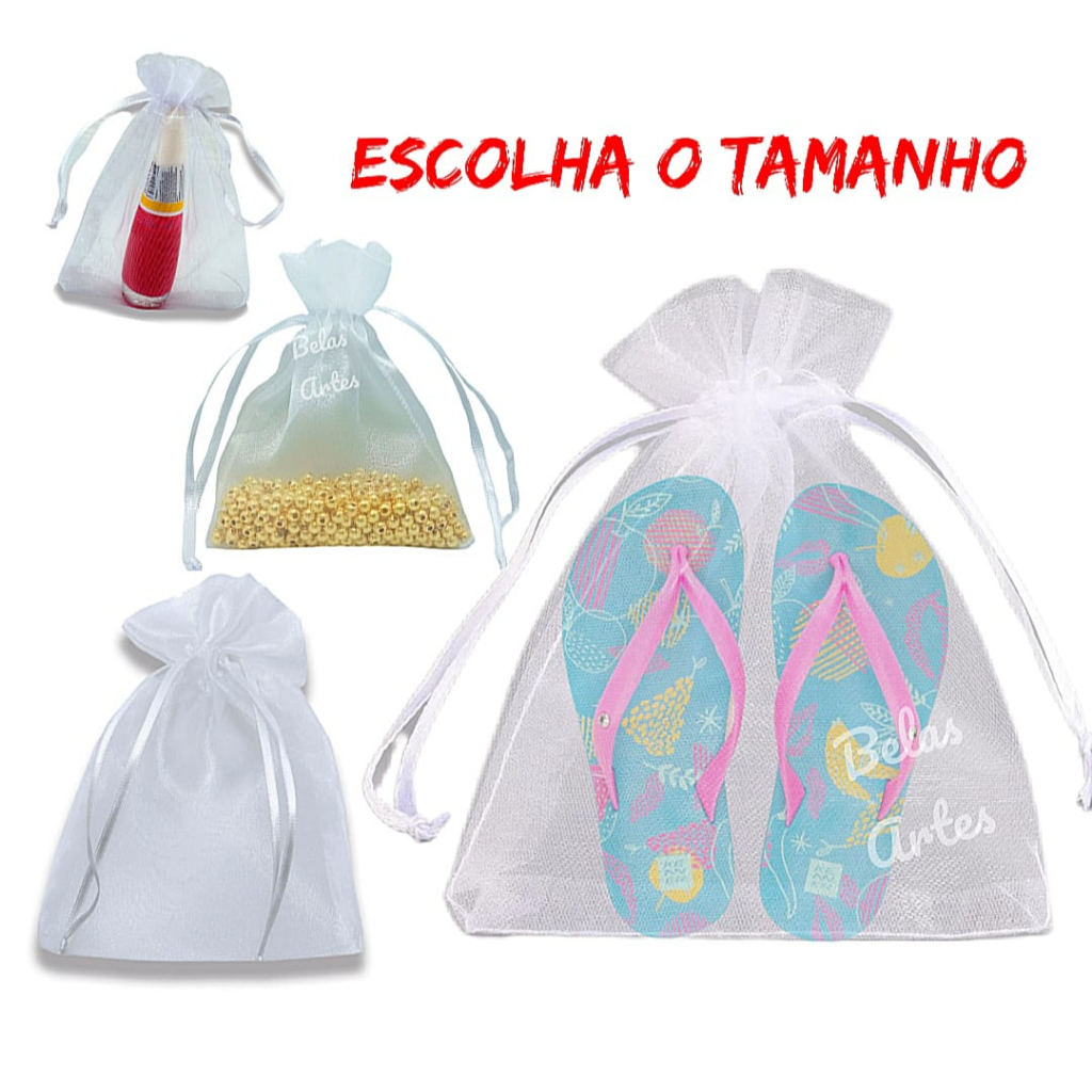Saco Organza Branco 10 Unidades – Vários Tamanhos