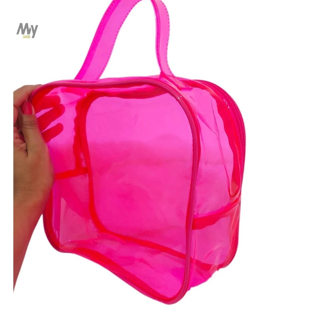 Necessaire Transparente Maleta Frasqueira Organizador Porta Treco Bolsa de mão Piscina e Viagem