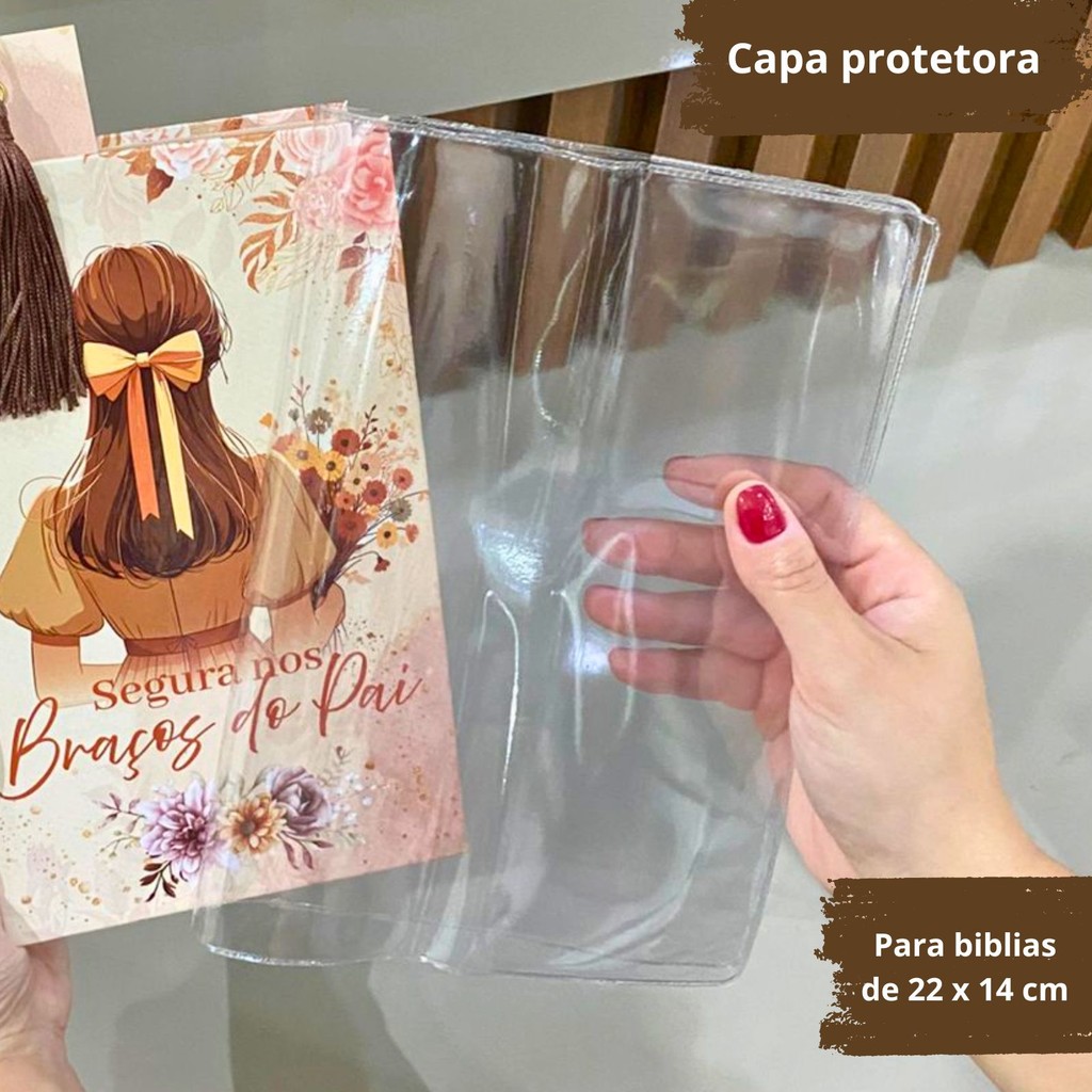 Capa Protetora Transparente 34,5 x 23 cm | Serve para biblias de 14 x 22 x 4 cm Letra tamanho Média