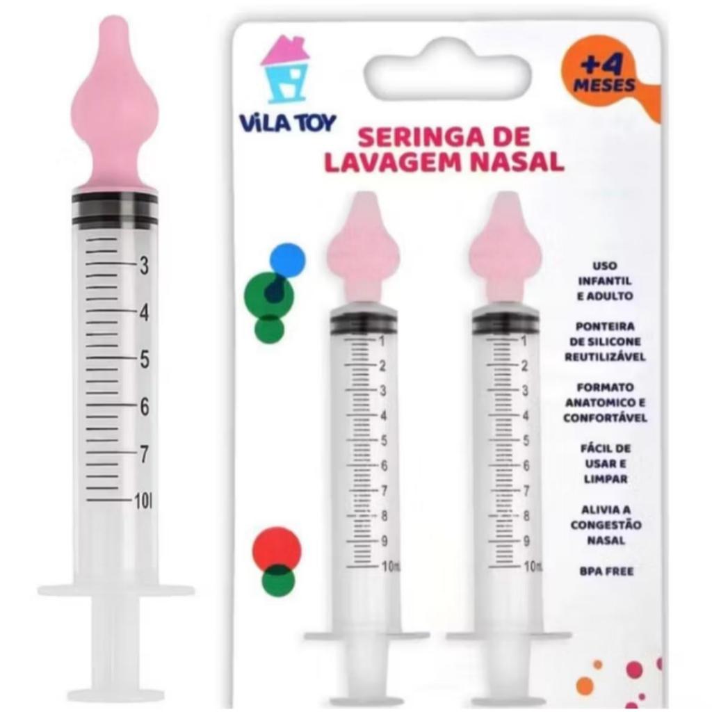 Seringa Nasal para Bebê com Ponta de Silicone Limpeza Nasal Infantil