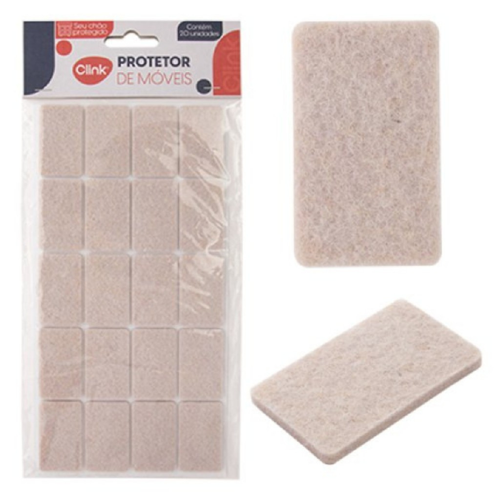 Protetor de Móveis Feltro Retangular Auto Adesivo 20 Peças Antiderrapante para Cadeiras Mesas