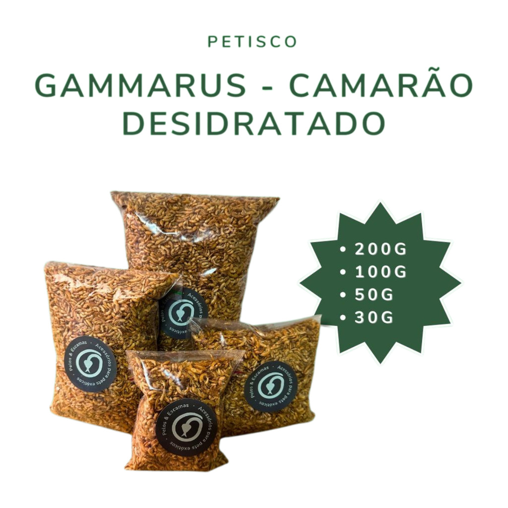 Camarão Gammarus Desidratado para Roedores Répteis e Peixes