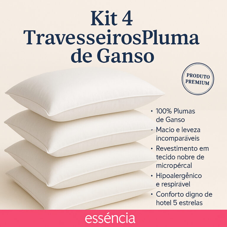 Kit 4 Travesseiro Pluma de Ganso Confortavel e Mac