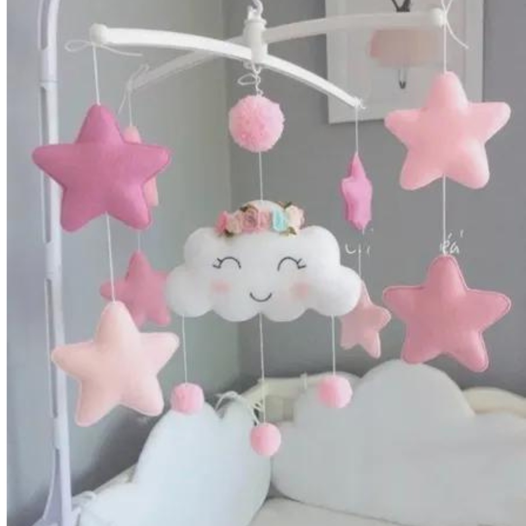 Mobile Musical Bebê Brinquedo Berço Nuvem Chuva de amor